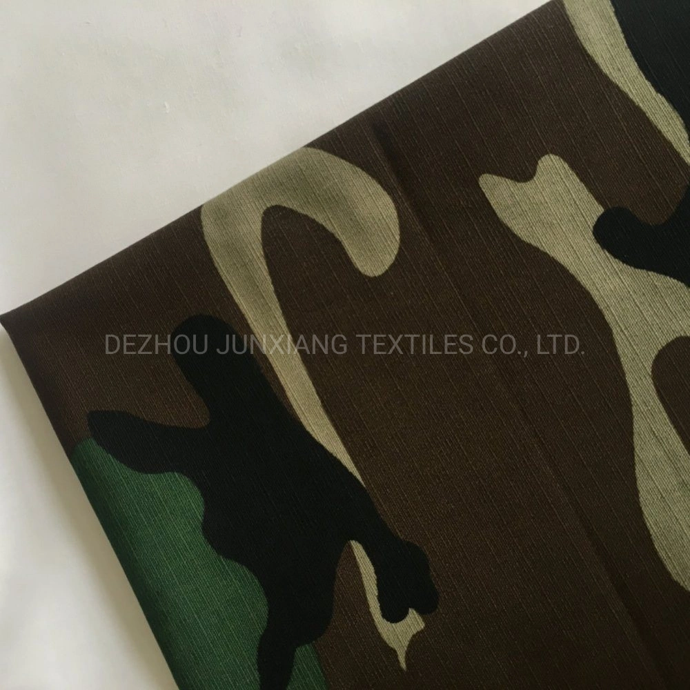 Printed Camo Tc65/35 16X16 100X53 Ripstop Fabric for Garment