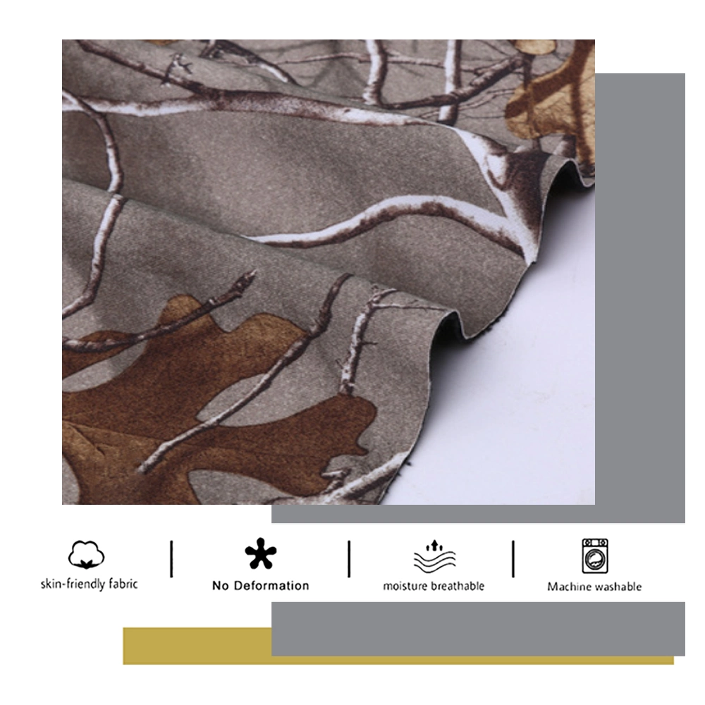 China Textile Laminated Micro Softshell Outdoor Fabric Poly Spandex Printed Camo 4 Way Stretch Fabric Bonded Polar Fleece 100% Polyester Hunting Clothing Fabric