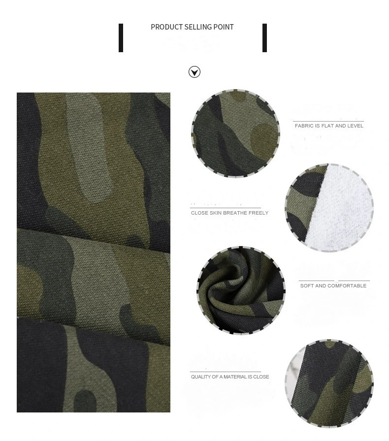 100%Polyester Single Side Brush Fleece with Print Camouflage Design for French Terry Fleece, Sportswear Fleece Polar Fleece
