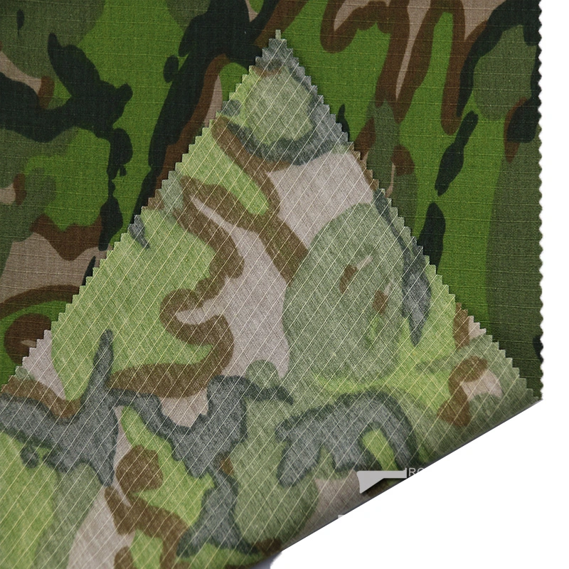 Big Five Leaf Camouflage Color Polyester/Cotton Rip-Stop Fabric