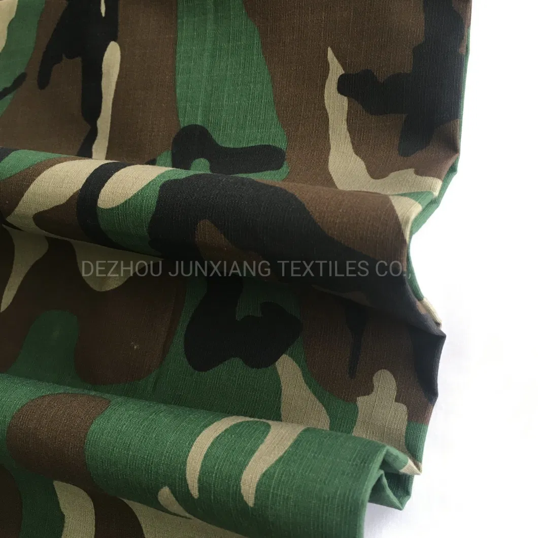 Printed Camo Tc65/35 16X16 100X53 Ripstop Fabric for Garment